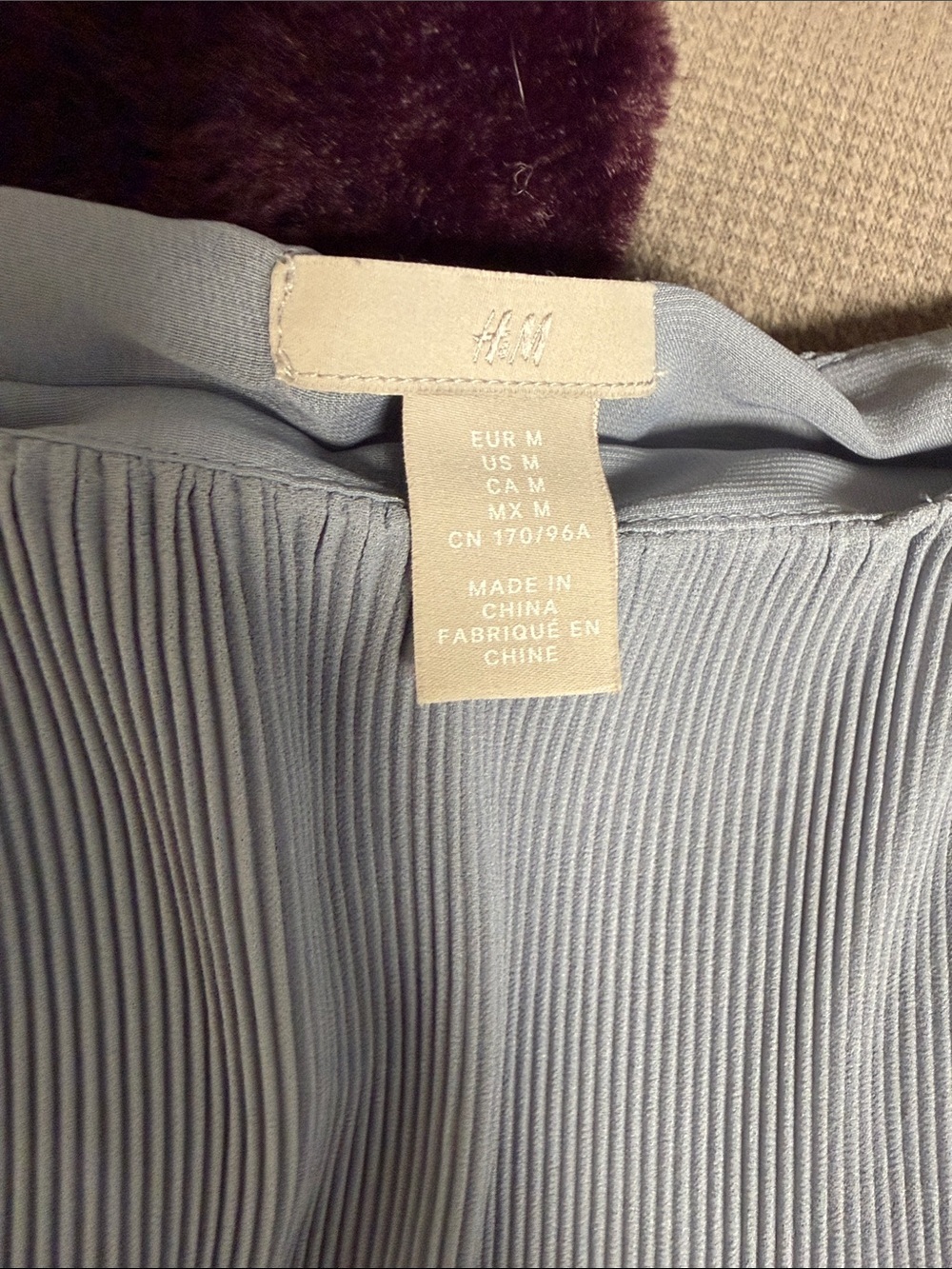 H&M Light Blue Pleated Hem Shift Dress Sleeveless Size M - Picture 3 of 10